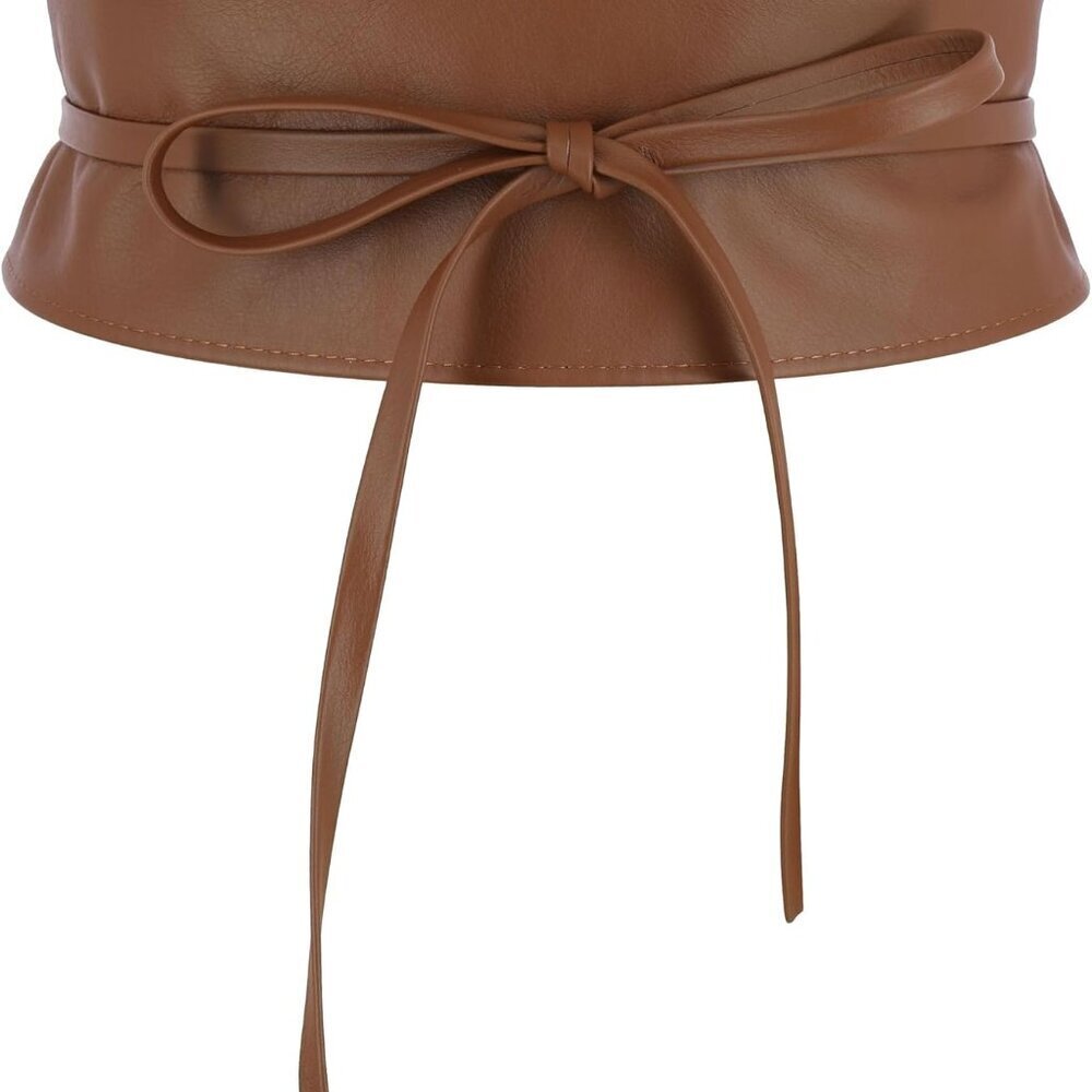 Women Italian Leather Obi Belt Light Brown Adjustable Sustainable Fashion